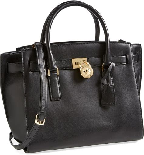 michael kors hamilton traveller black large tote bag|Michael Kors large satchel handbag.